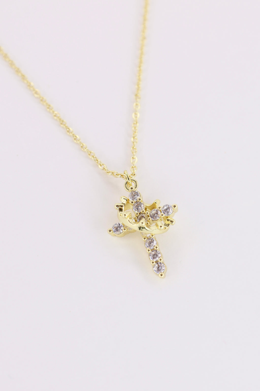 CROSS WITH CROWN NECKLACE