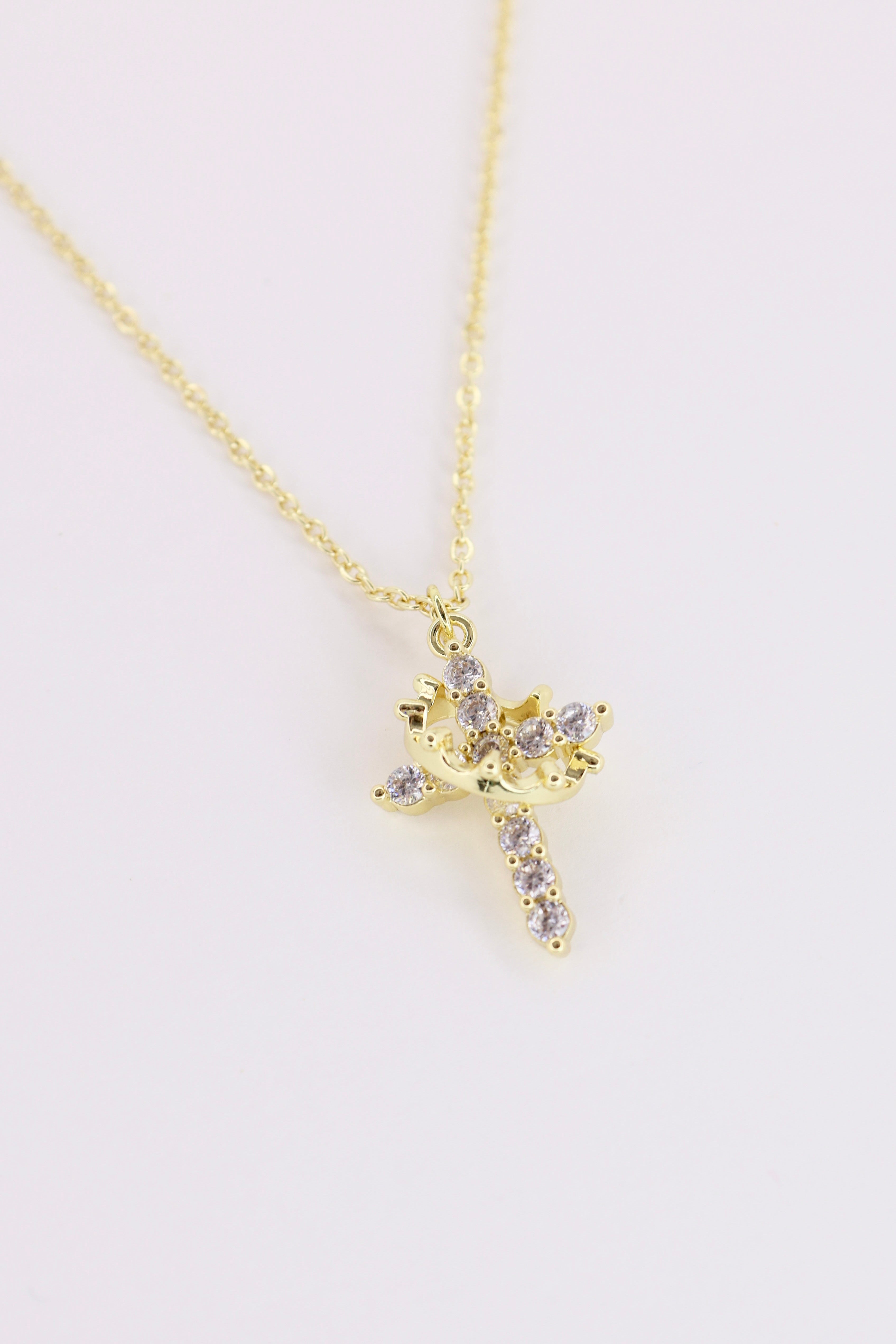 CROSS WITH CROWN NECKLACE