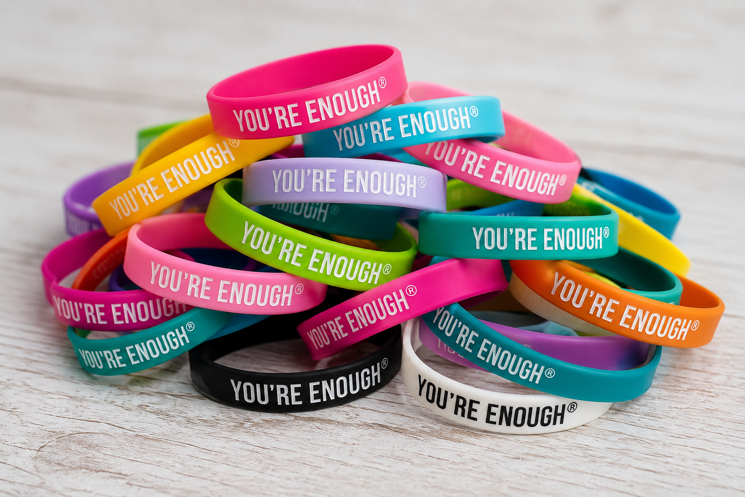 YOU'RE ENOUGH® RUBBER BRACELETS - ASSORTED 10 PACK