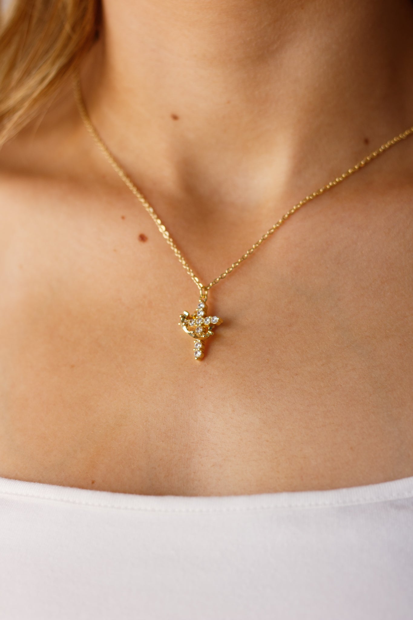 CROSS WITH CROWN NECKLACE