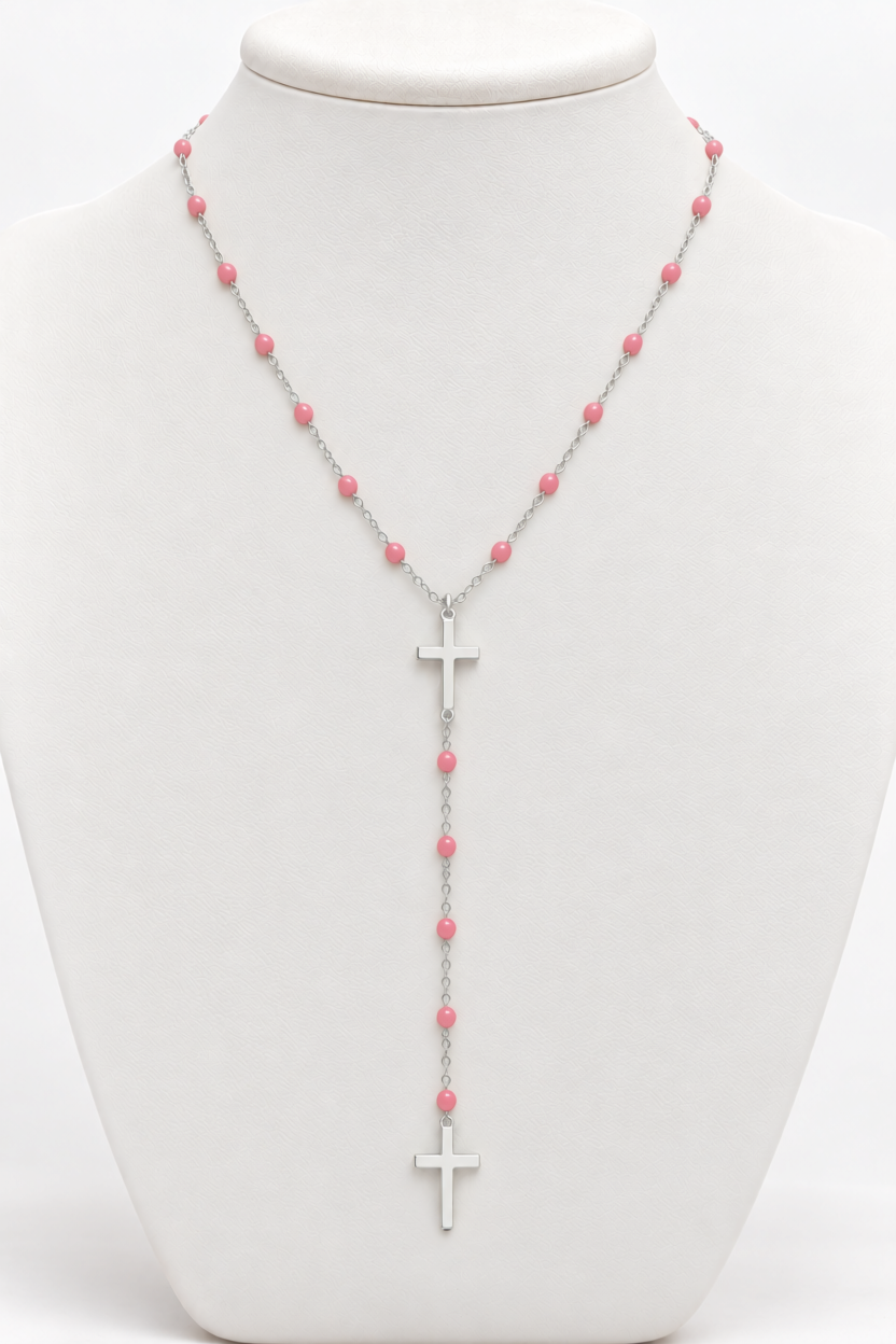 DOUBLE CROSS COLORED NECKLACE