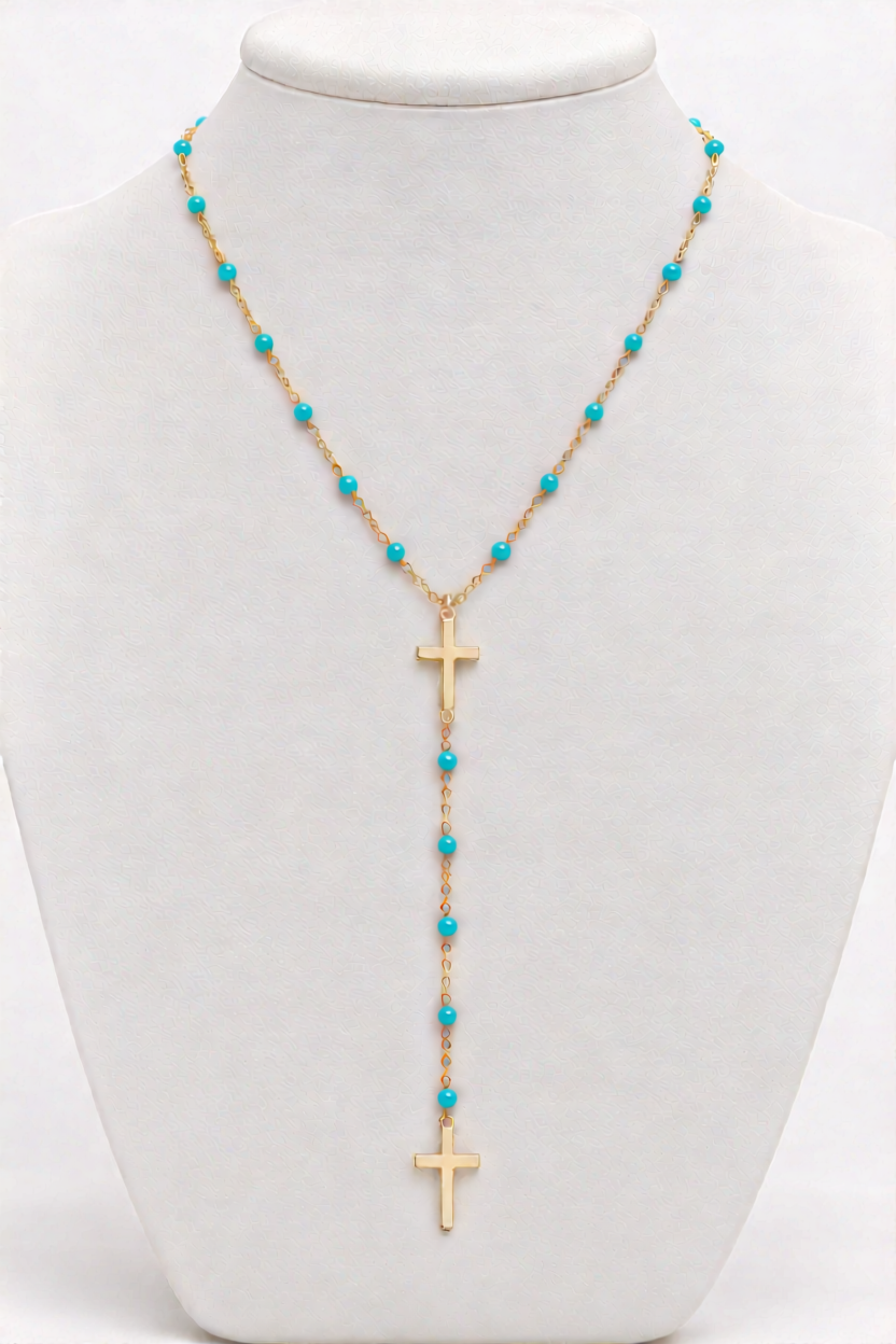 DOUBLE CROSS COLORED NECKLACE