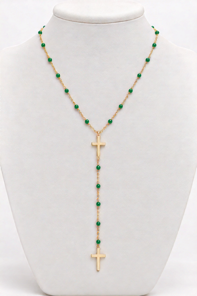 DOUBLE CROSS COLORED NECKLACE