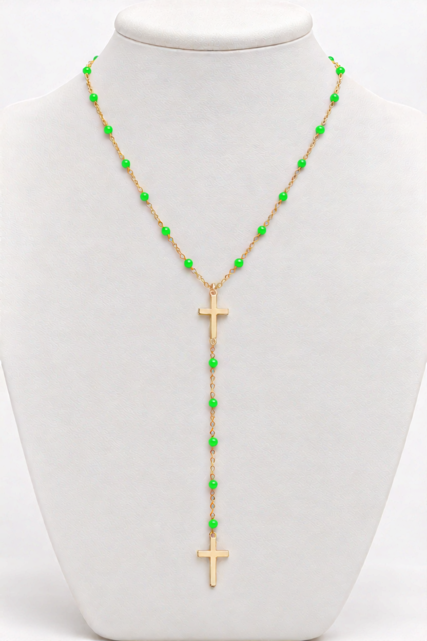DOUBLE CROSS COLORED NECKLACE