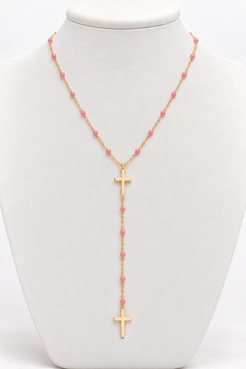 DOUBLE CROSS COLORED NECKLACE