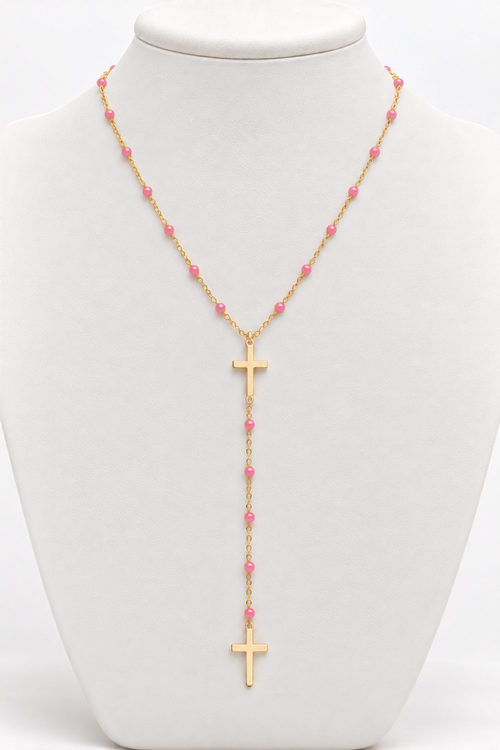 DOUBLE CROSS COLORED NECKLACE