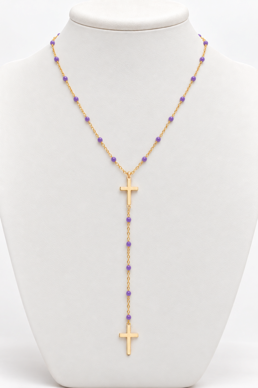 DOUBLE CROSS COLORED NECKLACE