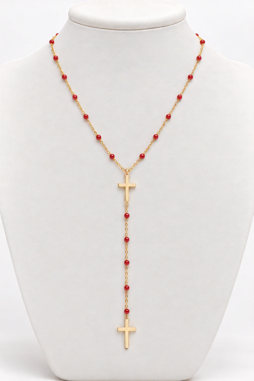 DOUBLE CROSS COLORED NECKLACE