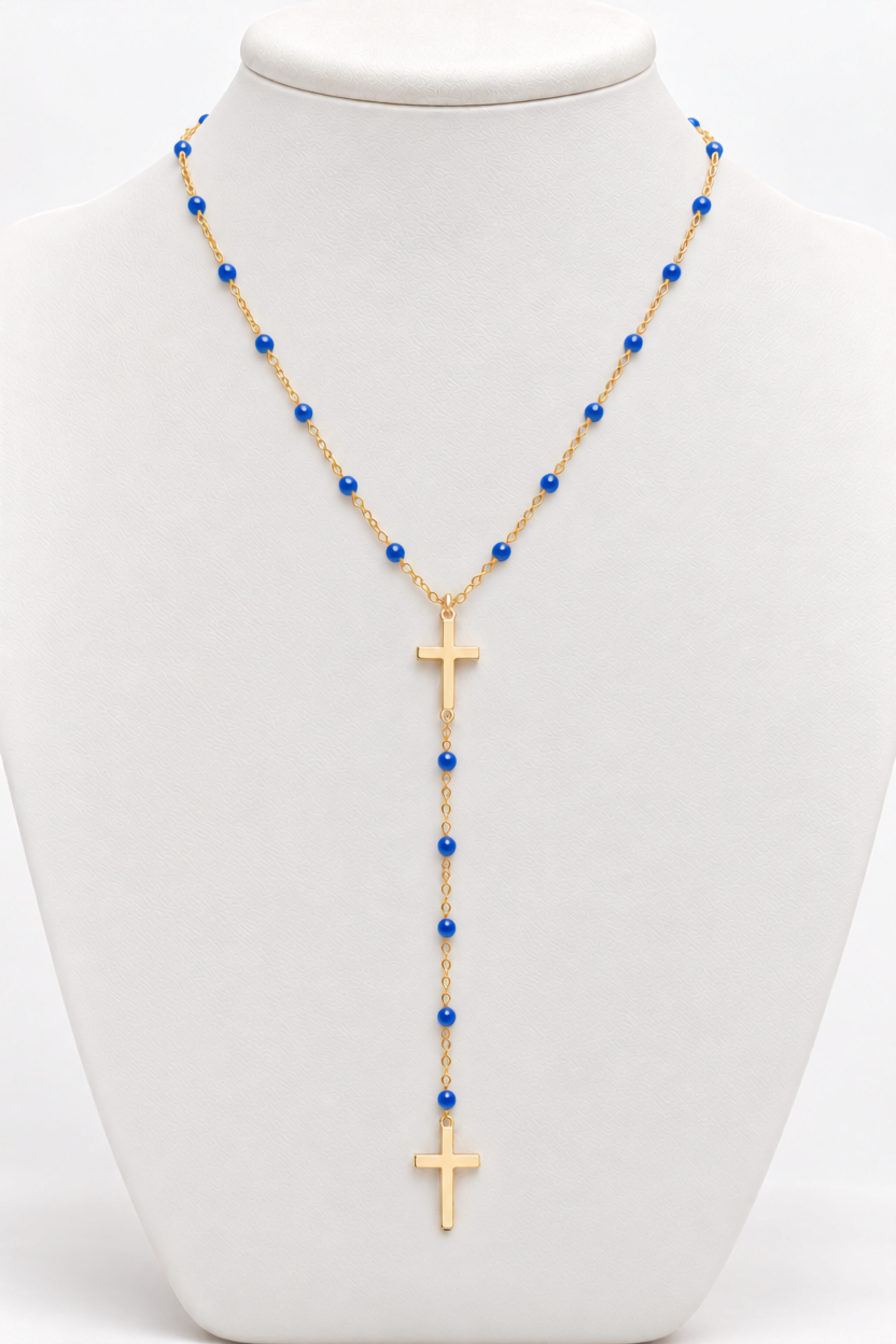 DOUBLE CROSS COLORED NECKLACE