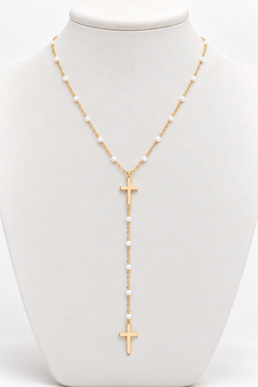 DOUBLE CROSS COLORED NECKLACE