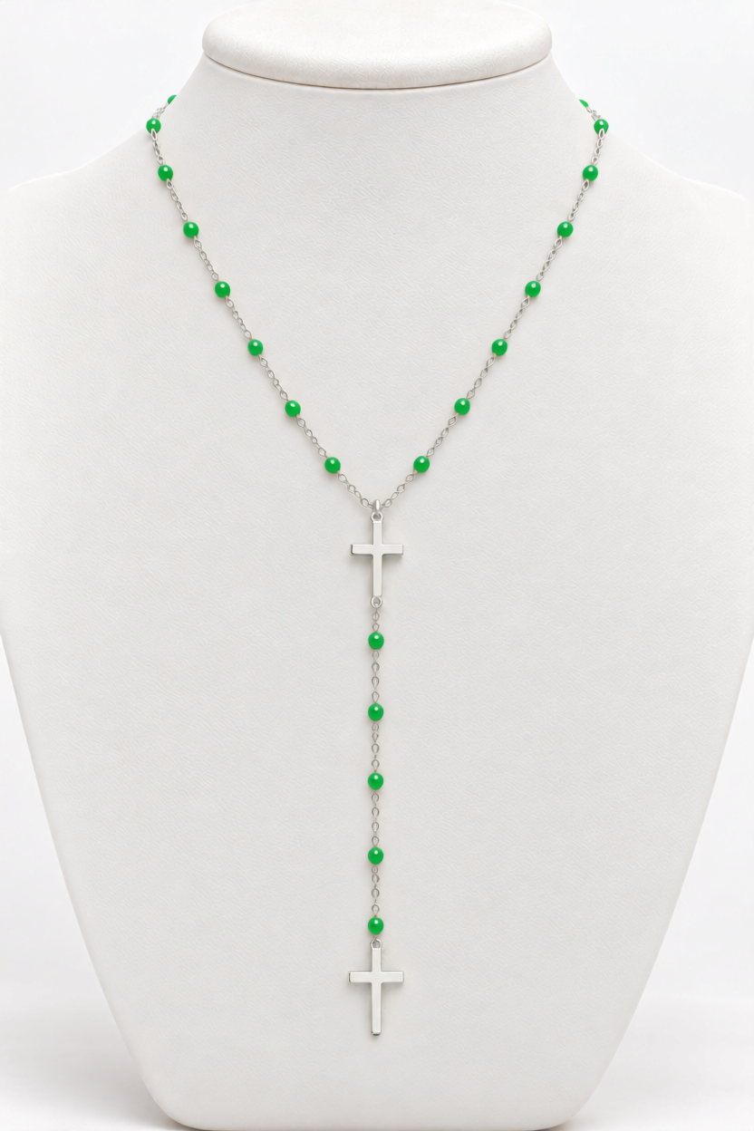 DOUBLE CROSS COLORED NECKLACE