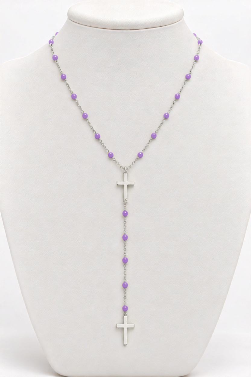DOUBLE CROSS COLORED NECKLACE