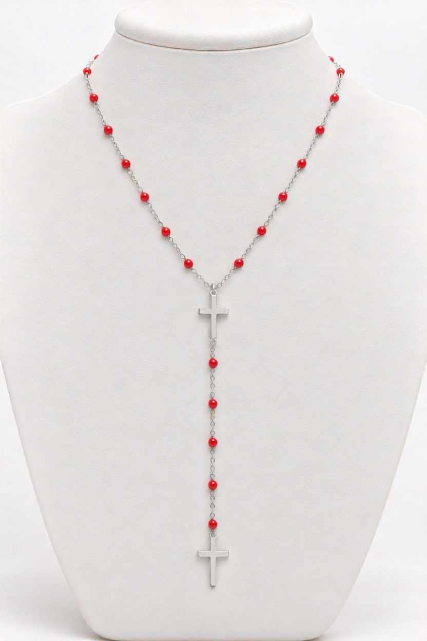DOUBLE CROSS COLORED NECKLACE