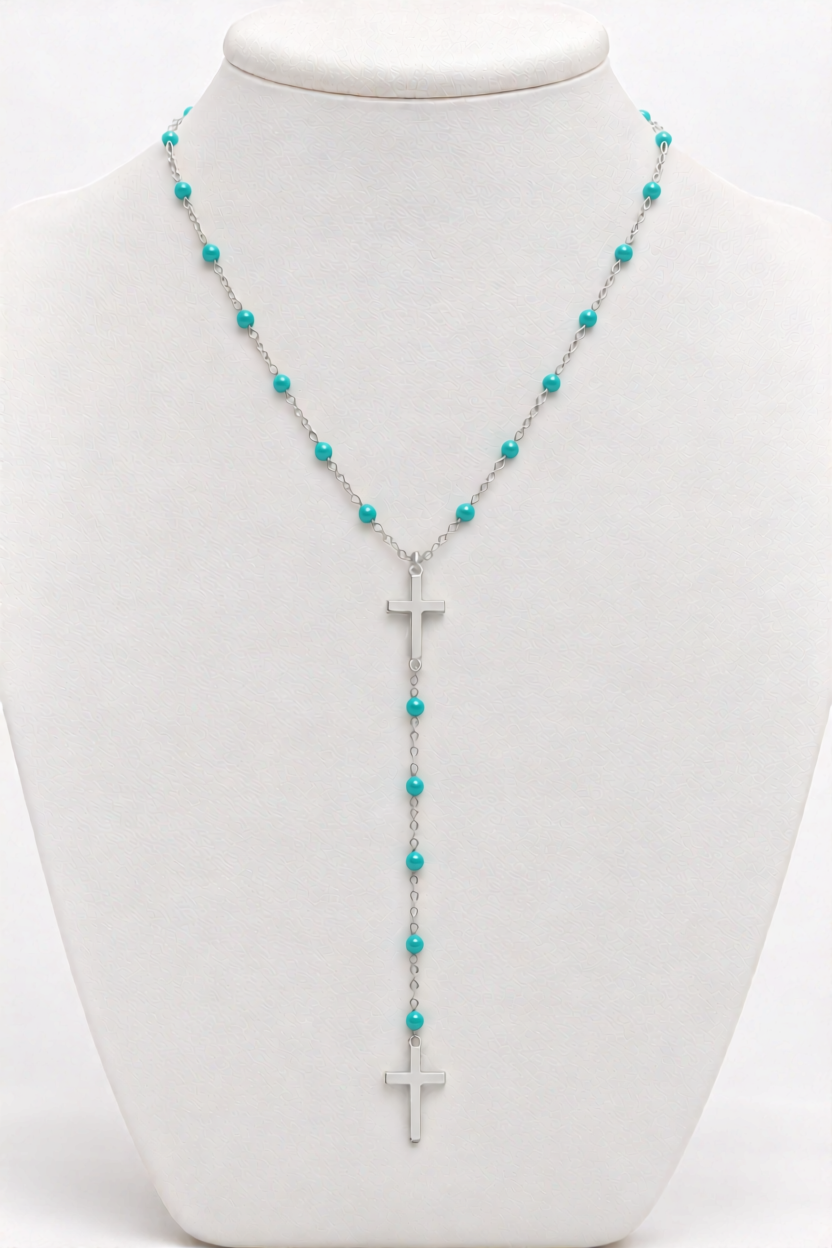 DOUBLE CROSS COLORED NECKLACE